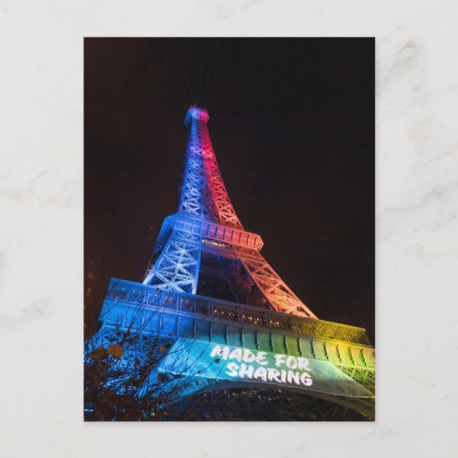 Eiffelturm Regenbogen für Paris Postkarte (Vorderseite)