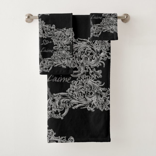 Eiffelturm-Rolle-Druck Paris Je T'aime Badhandtuch Set (Insitu)