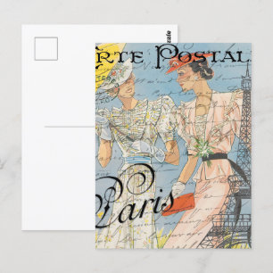 Eiffelturm Romantik, Vintage Pariser Träume Postkarte