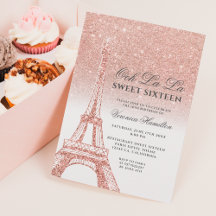 Eiffelturm Rose Gold Glitzer Weiß Sweet 16