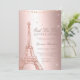 Eiffelturm Rose Gold Metallfolie Quinceanera Einladung (Stehend Vorderseite)