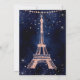 Eiffelturm Rose Goldmedaille Glitzer Blaue Hochzei Einladung (Rückseite)
