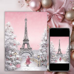 Eiffelturm, Santa, Paris Chic Pink Weihnachten<br><div class="desc">Mit unserer Weihnachtskarte "Eiffelturm, Santa, Paris Chic Pink - Weihnachtszeit" können Sie die Magie eines Pariser Weihnachtsfestes erleben. Diese exquisite Karte zeichnet sich durch eine charmante Mischung aus Pariser Eleganz und Urlaubsjubiläum aus. Der ikonische Eiffelturm steht vor einem Hintergrund von schick rosa Farbtönen, und der Weihnachtsmann verleiht ihm eine Touch...</div>