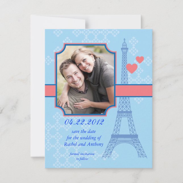 Eiffelturm Save the Date Einladung zur Fotokarte (Vorderseite)