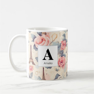 Eiffelturm Schmetterling und Rose Muster Kaffeetasse
