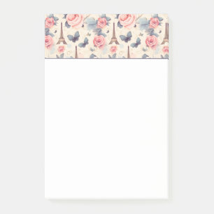 Eiffelturm Schmetterling und Rose Muster Post-it Klebezettel