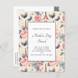 Eiffelturm Schmetterling und Rose Muttertag Postkarte