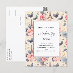 Eiffelturm Schmetterling und Rose Muttertag Postkarte