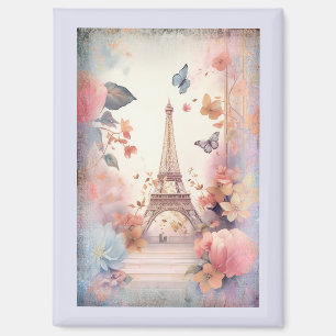 Eiffelturm Schmetterlinge und Blumen Magnet