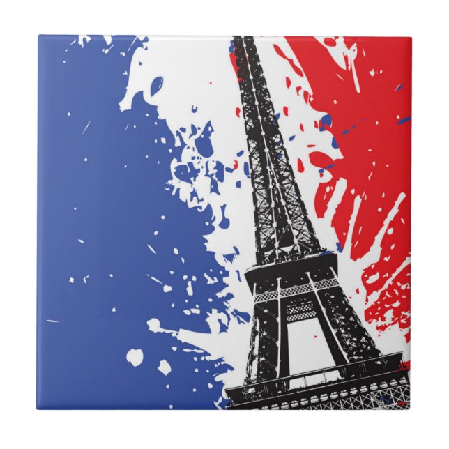 Eiffelturm | Schmutz-Flagge Paris, Frankreich | Fliese (Vorderseite)