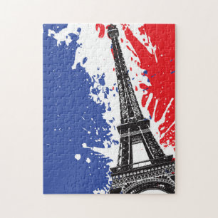 Eiffelturm Schmutz-Flagge Paris, Frankreich Puzzle