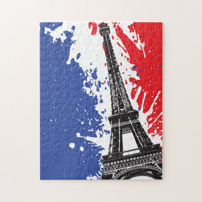 Eiffelturm | Schmutz-Flagge Paris, Frankreich | Puzzle (Vertikal)