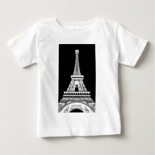 Eiffelturm Schwarz-Weiß-Bild Baby T-shirt