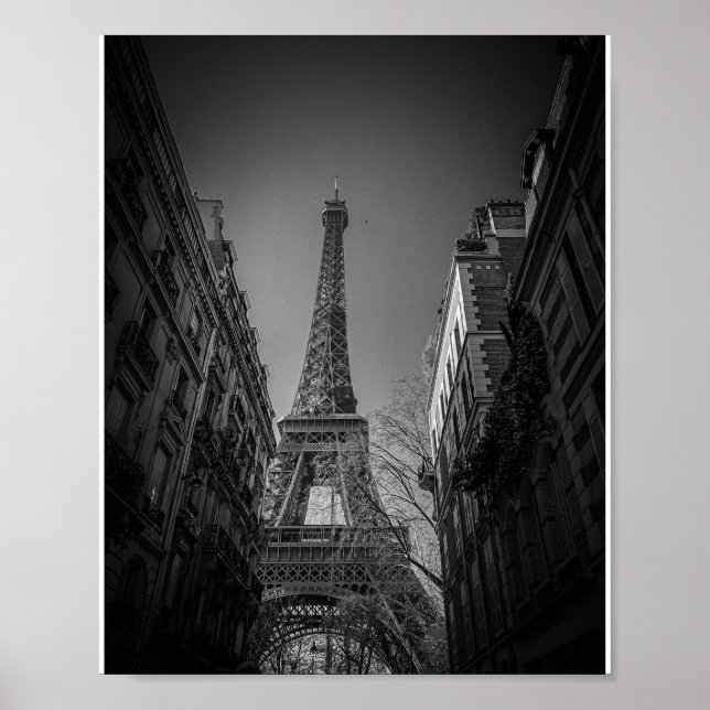 Eiffelturm Schwarz-Weiß-Foto Poster (Vorne)