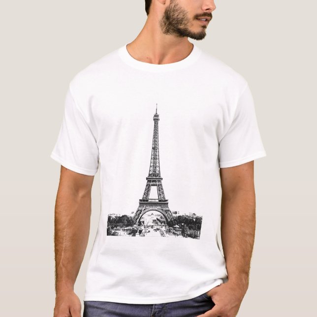 Eiffelturm schwarz-weiß T-Shirt (Vorderseite)