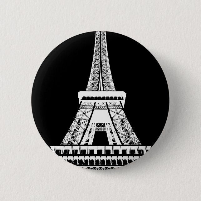 Eiffelturm Schwarzweißbild Button (Vorderseite)