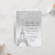Eiffelturm silberner Glitzer Marmor Sweet 16 Einladung (Vorderseite/Rückseite Beispiel)