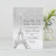 Eiffelturm silberner Glitzer Marmor Sweet 16 Einladung (Stehend Vorderseite)