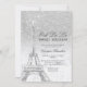 Eiffelturm silberner Glitzer Marmor Sweet 16 Einladung (Vorderseite)