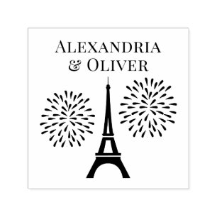 Eiffelturm-Silhouette Feuerwerk Paar Namen  Permastempel