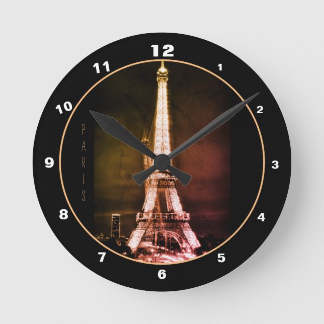 Eiffelturm & Surreal Paris Art/Liebe Frankreich BV Runde Wanduhr (Vorderseite)