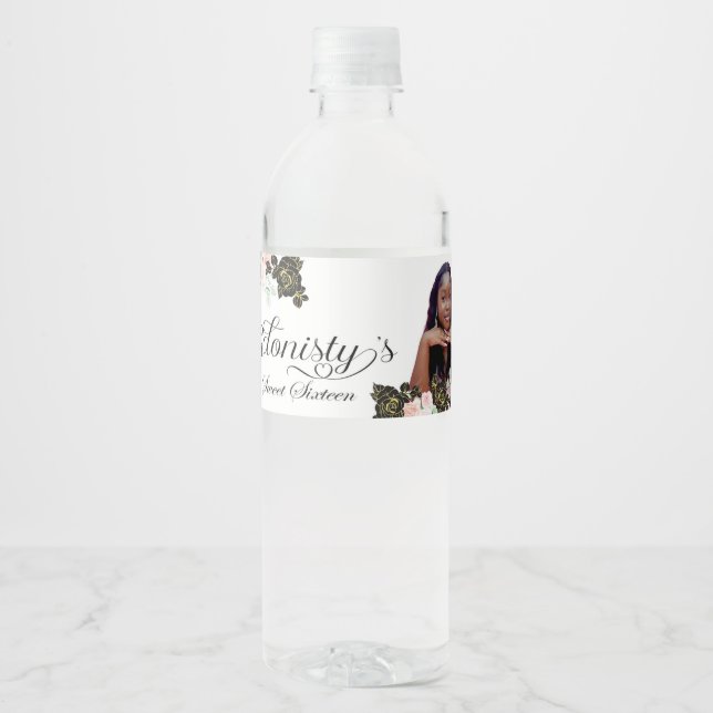 Eiffelturm Sweet 16 Wasserflaschen Etiketten. Wasserflaschenetikett (Vorderseite)