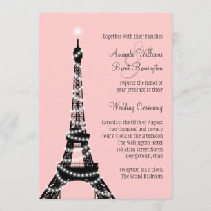 Eiffelturm Twinkles Wedding Invitation (pink) Einladung