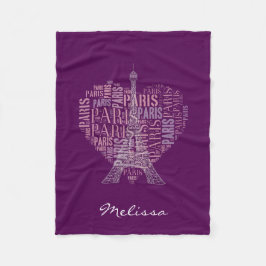 Eiffelturm u. Aufschriften Paris | Deep Purple Fleecedecke