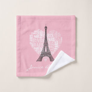 Eiffelturm u. Aufschriften Paris im Herzen Badhandtuch Set