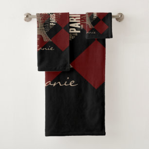 Eiffelturm und Aufschriften Paris im Herzen Badhandtuch Set