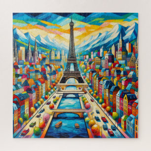 Eiffelturm und bunte Gebäude Puzzle