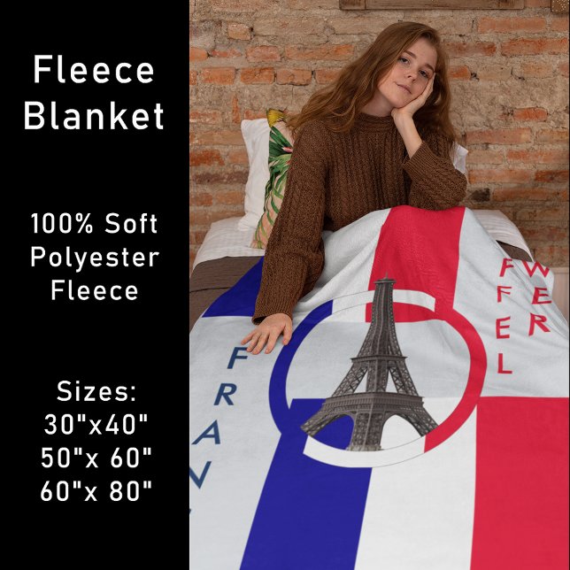 Eiffelturm und Flag Frankreich Fleece Blanket (Eiffel Tower and Flag of France Fleece Blanket)