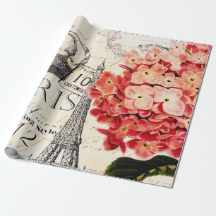 Eiffelturm und Hydrangea Geschenkpapier