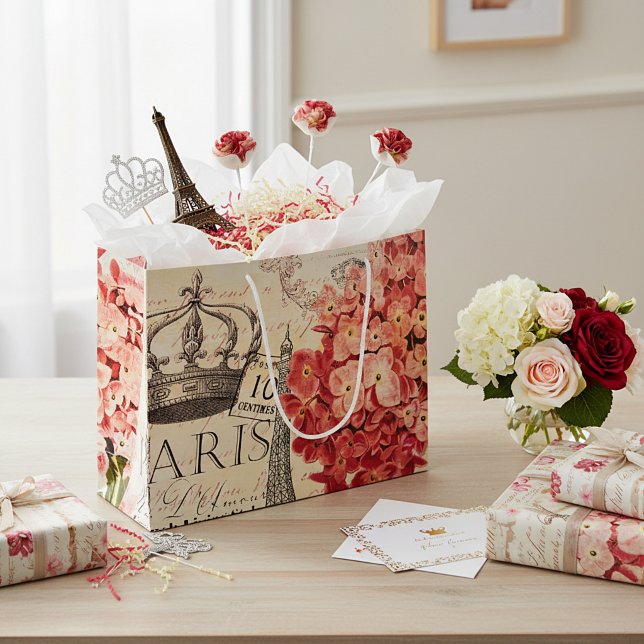 Eiffelturm und Hydrangea Große Geschenktüte (Von Creator hochgeladen)