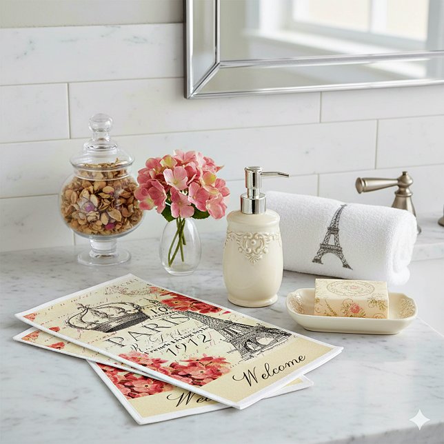 Eiffelturm und Hydrangea Serviette (Von Creator hochgeladen)