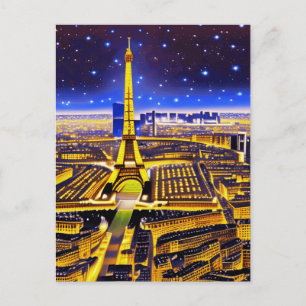 Eiffelturm und Paris unter den Sternen Postkarte