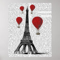 Eiffelturm und Red Hot Air Balloons