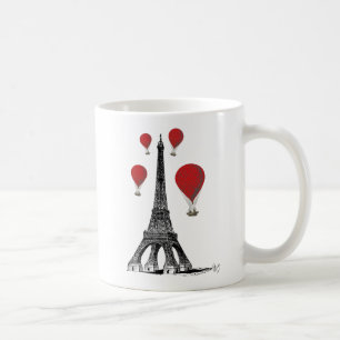 Eiffelturm und Red Hot Air Balloons Tasse