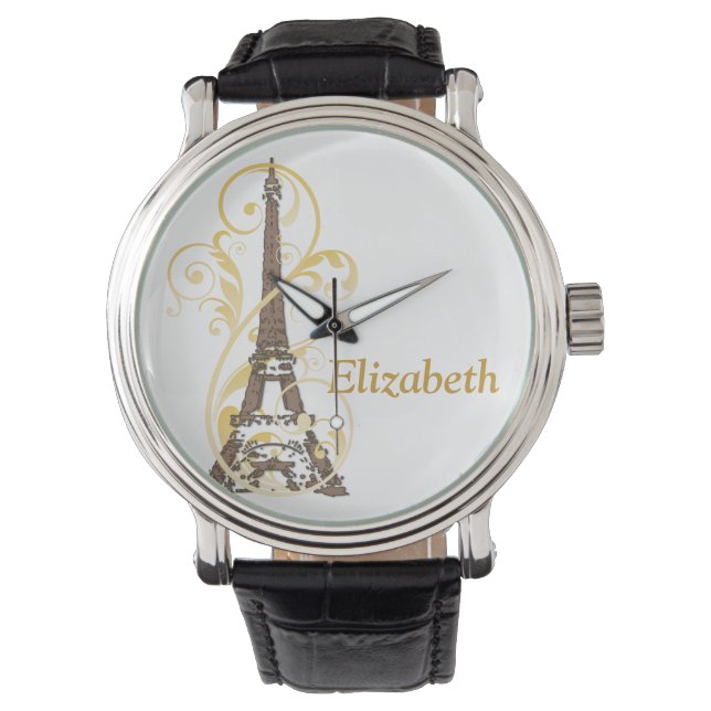 Eiffelturm und Scrolls Armbanduhr (Vorderseite)