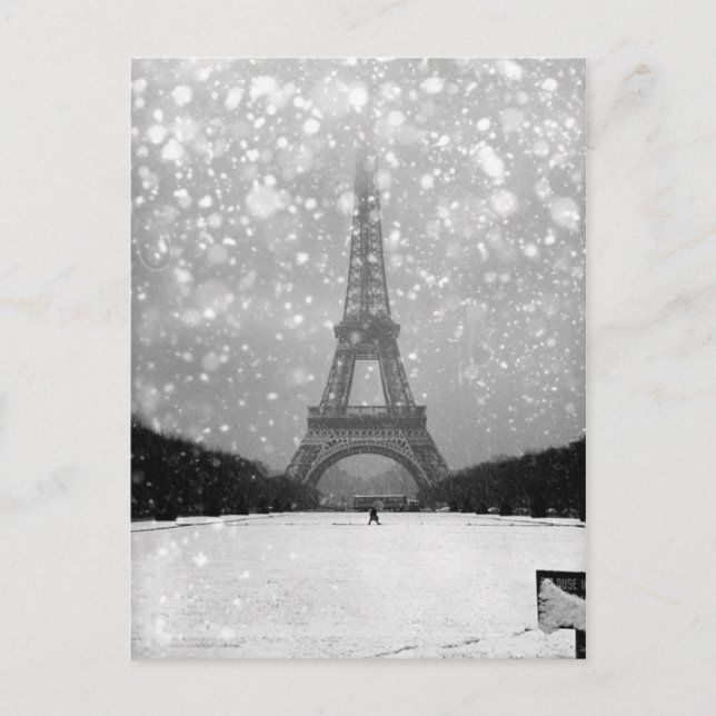 Eiffelturm unter dem Schnee 1964 - Robert Doisneau Postkarte (Vorderseite)