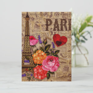 Eiffelturm Vintag Französisch Feiertagskarte