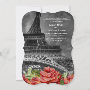 Eiffelturm Vintage-Blumen-Hochzeitseinladung Einladung
