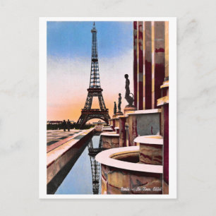 Eiffelturm Vintage Hand farbige Vögel Augenansicht Postkarte
