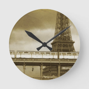 Eiffelturm Vintage-Uhr Runde Wanduhr
