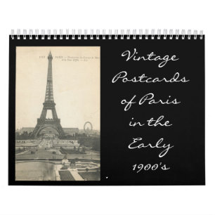 Eiffelturm, VintagePostkarten von Paris in den Ea. Kalender