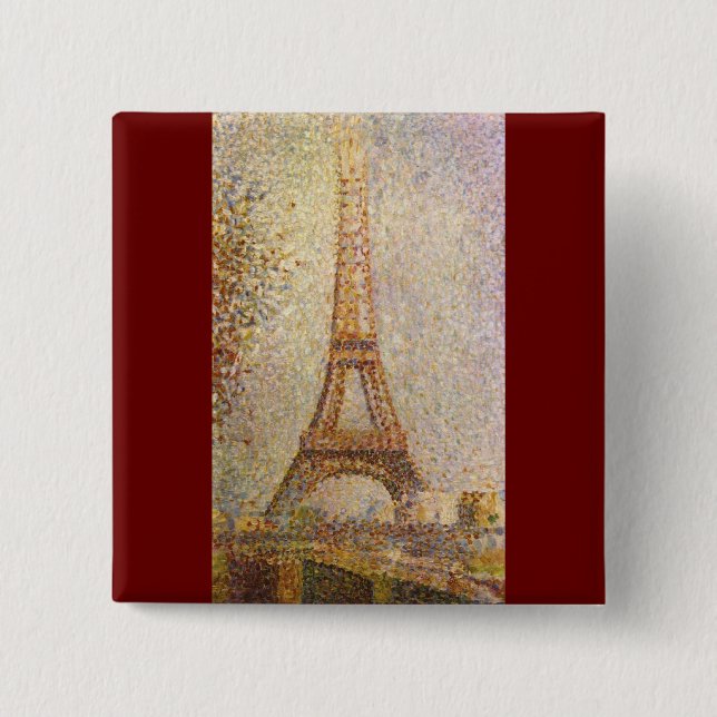 Eiffelturm von Georges Seurat, Vintage Kunst Button (Vorderseite)