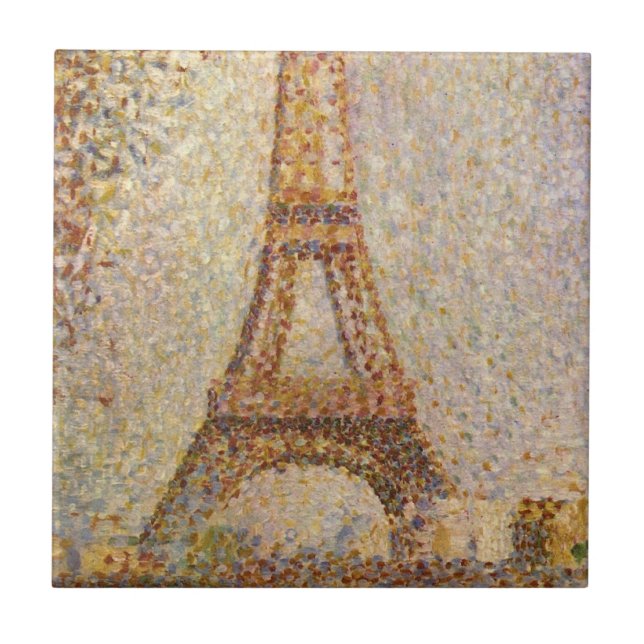 Eiffelturm von Georges Seurat, Vintage Kunst Fliese (Vorderseite)