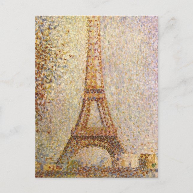 Eiffelturm von Georges Seurat, Vintage Kunst Postkarte (Vorderseite)