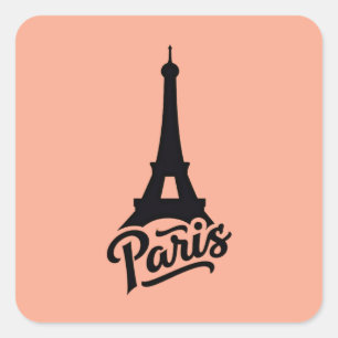 Eiffelturm von Paris (Frankreich) in Schwarz Quadratischer Aufkleber
