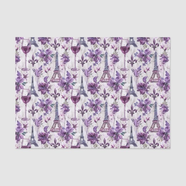 Eiffelturm & Watercolor Tissue Seidenpapier (Vorderseite)